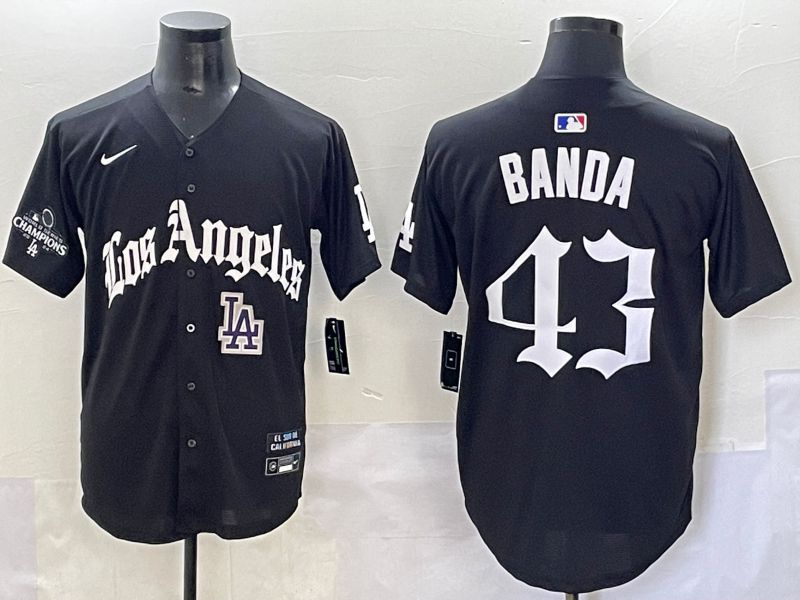 Men 2025 Los Angeles Dodgers #43 Banda Black Five generations Joint Name Nike MLB Jersey style 14